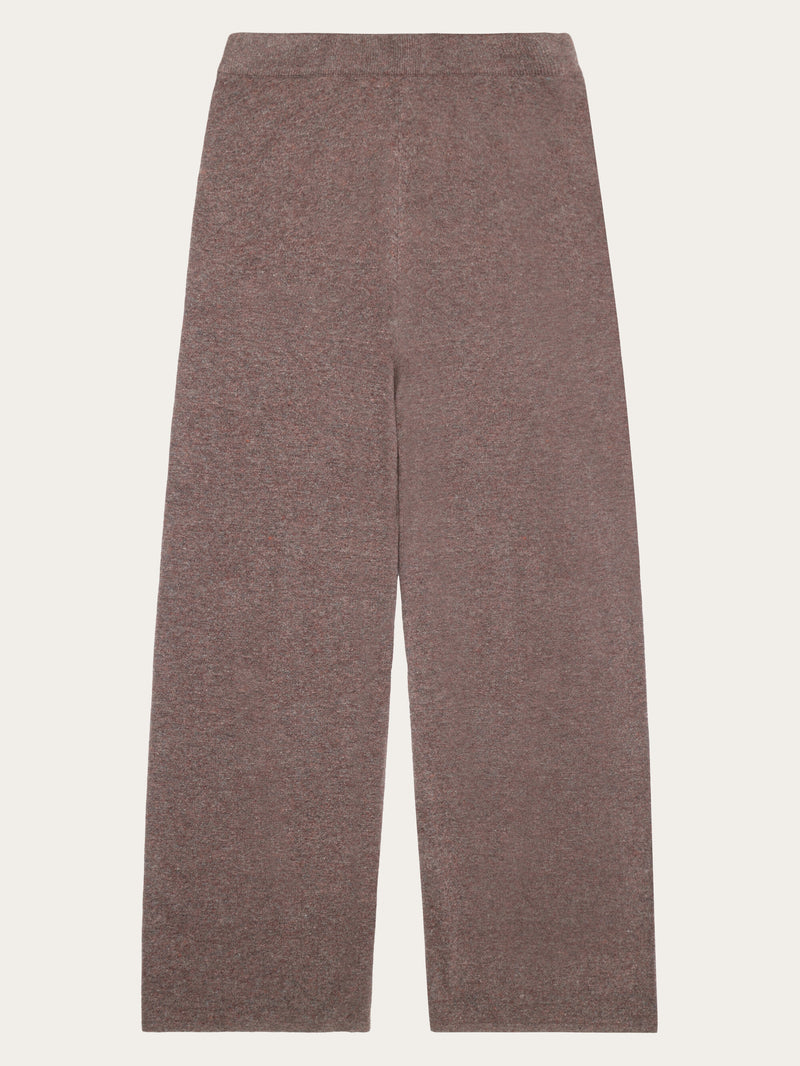 KnowledgeCotton Apparel - WMN POSEY wide mid-rise knitted pants - RWS Pants 1243 Demitasse (brown)