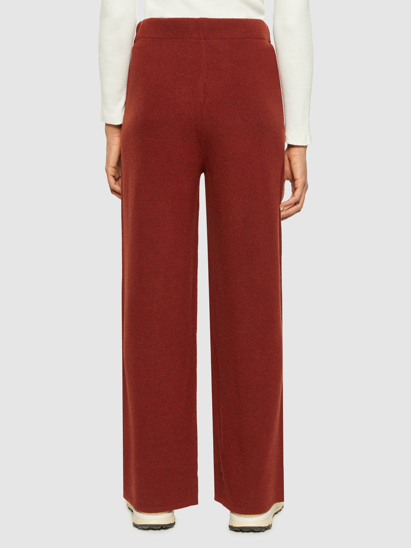 KnowledgeCotton Apparel - WMN POSEY wide mid-rise knitted pants - RWS Pants 1478 Fired Brick