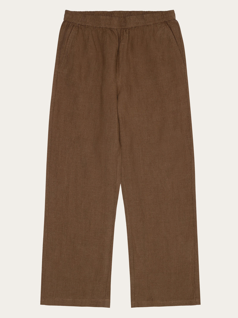 KnowledgeCotton Apparel - WMN POSEY wide mid-rise linen pants - GOTS/Vegan Pants 1019 Tuffet