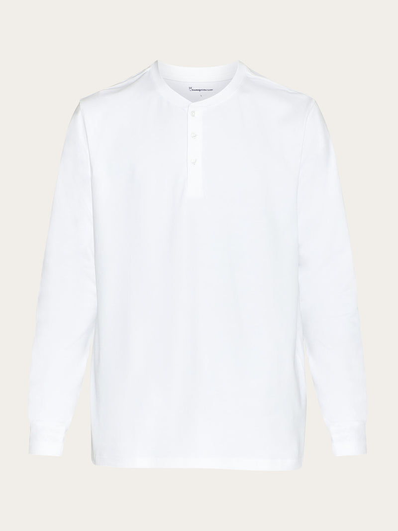 KnowledgeCotton Apparel - MEN Pajamas set with long sleeve tee & pants - GOTS/ Vegan Homewear 1010 Bright White