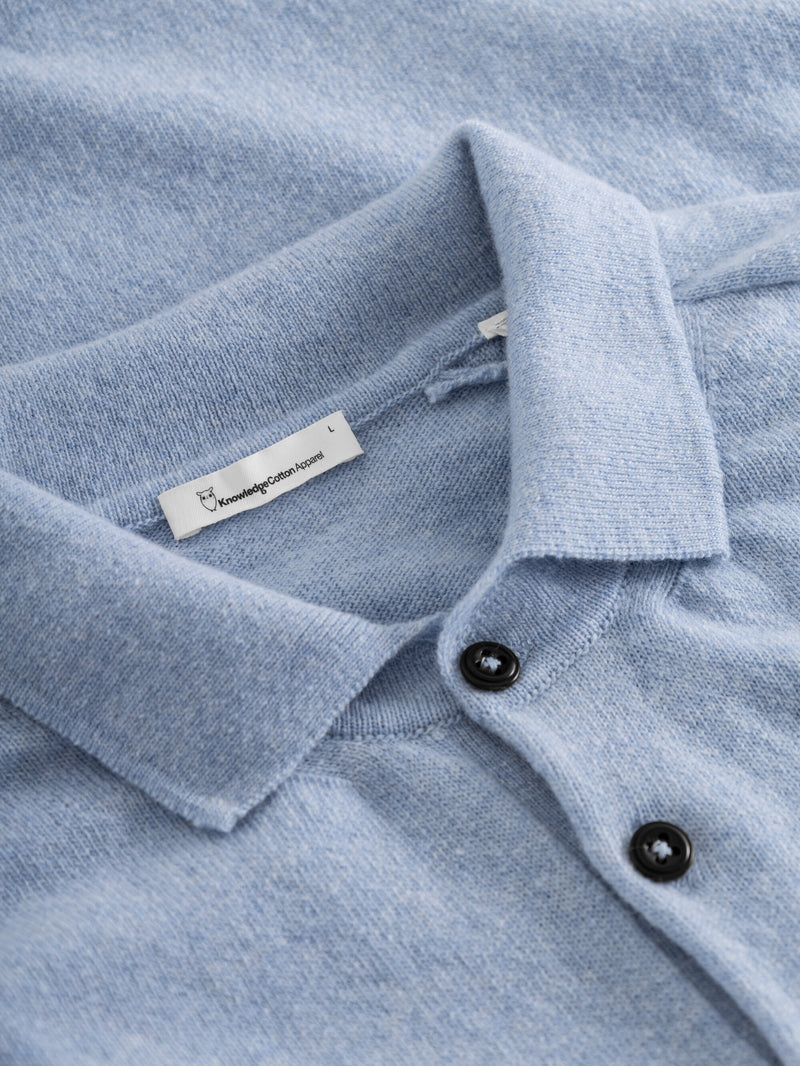 KnowledgeCotton Apparel - MEN Polo wool knit Knits 1322 Asley Blue