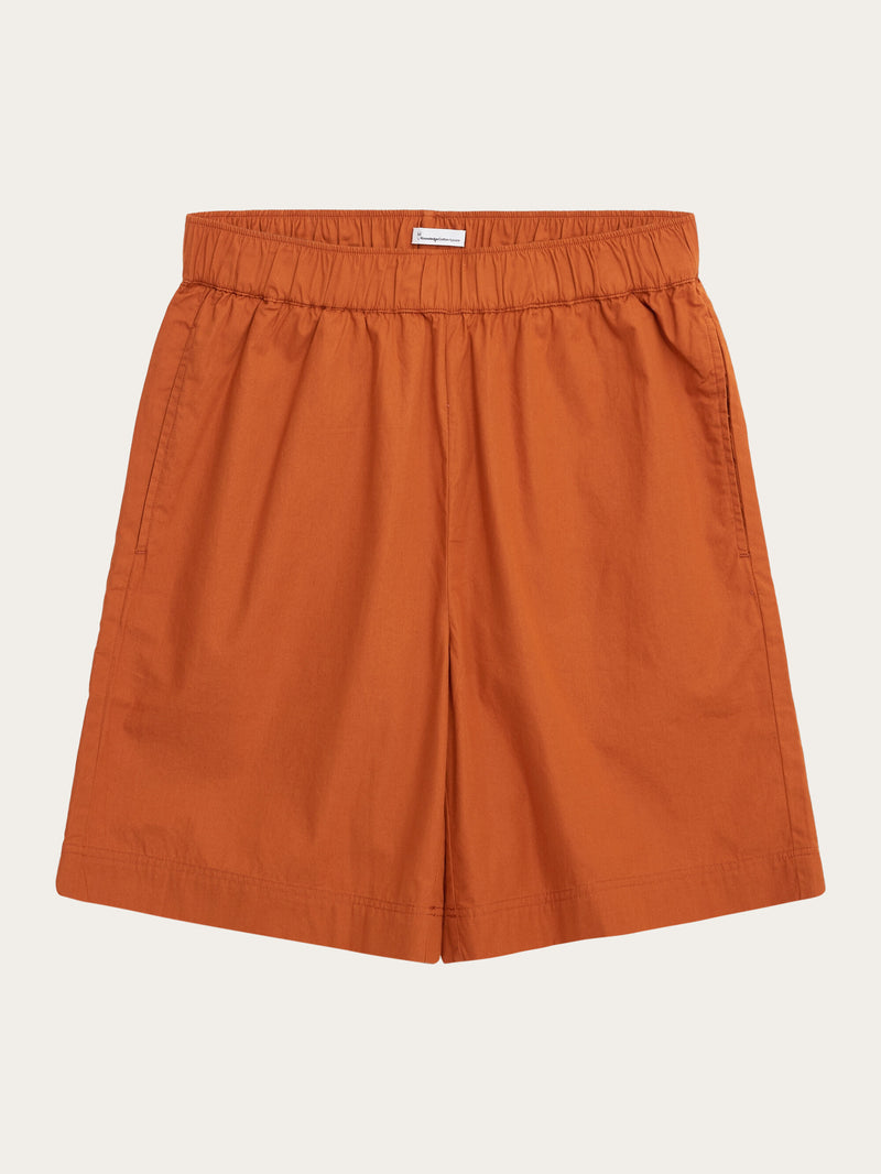 KnowledgeCotton Apparel - WMN Poplin bermuda shorts Shorts 1438 Leather Brown