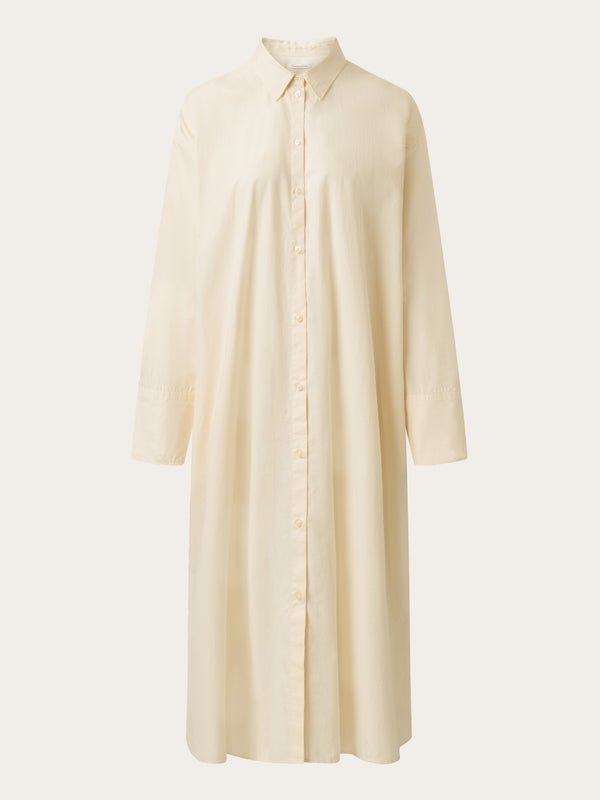 KnowledgeCotton Apparel - WMN Poplin wrap shirt dress Dresses 1348 Buttercream
