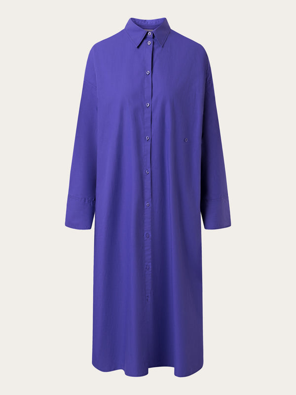 KnowledgeCotton Apparel - WMN Poplin wrap shirt dress Dresses 1416 Deep Purple