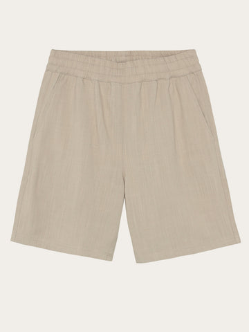 KnowledgeCotton Apparel - WMN Posey wide linen-mix shorts Shorts 1228 Light feather gray