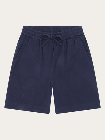 KnowledgeCotton Apparel - WMN Posey wide seersucker shorts Shorts 1412 Night Sky