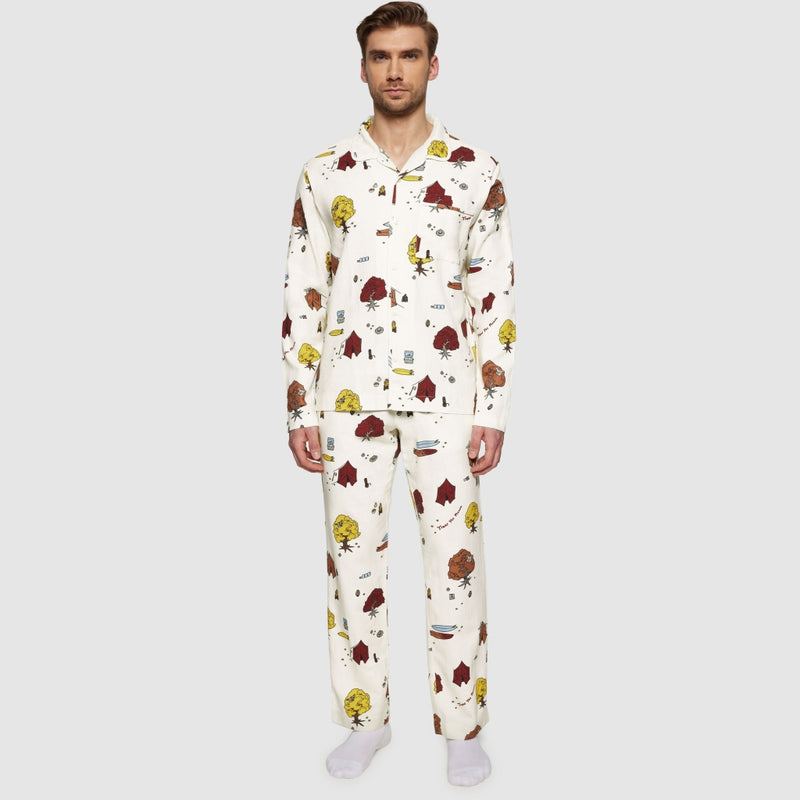 KnowledgeCotton Apparel - MEN Pyjamas set - GOTS/Vegan Homewear 9920 White