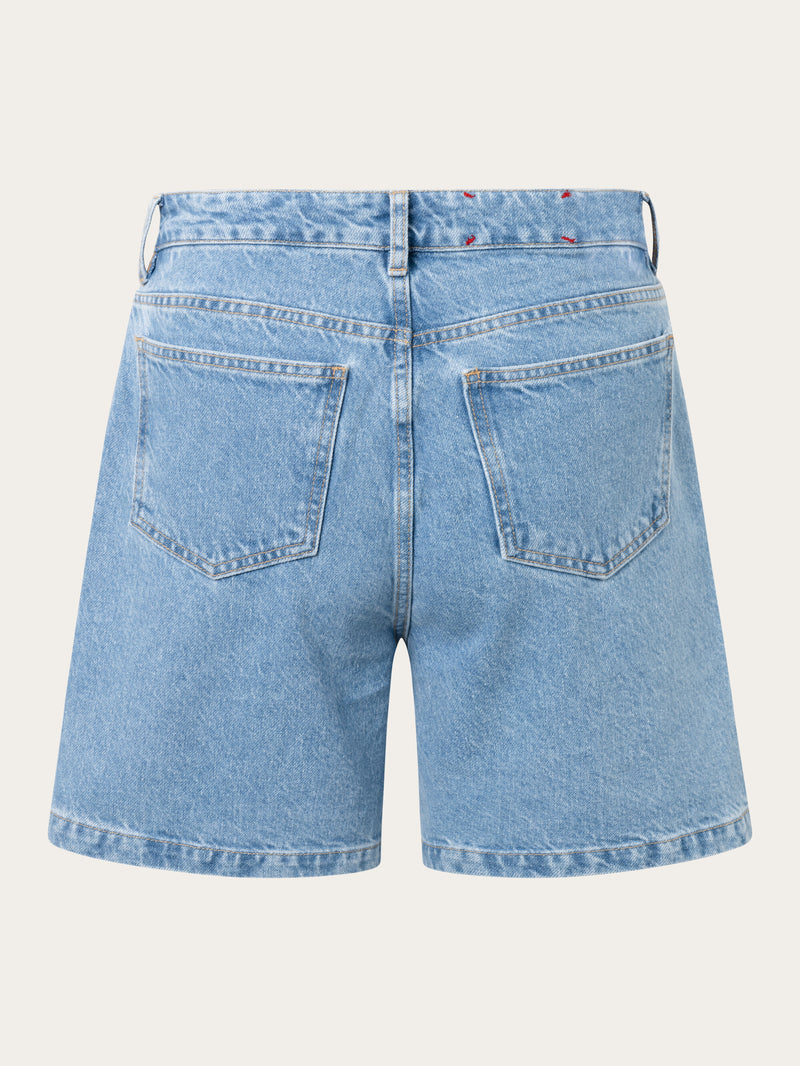 KnowledgeCotton Apparel - WMN REBORN™ mid-rise shorts Denims 3050 Bleached Stonewash
