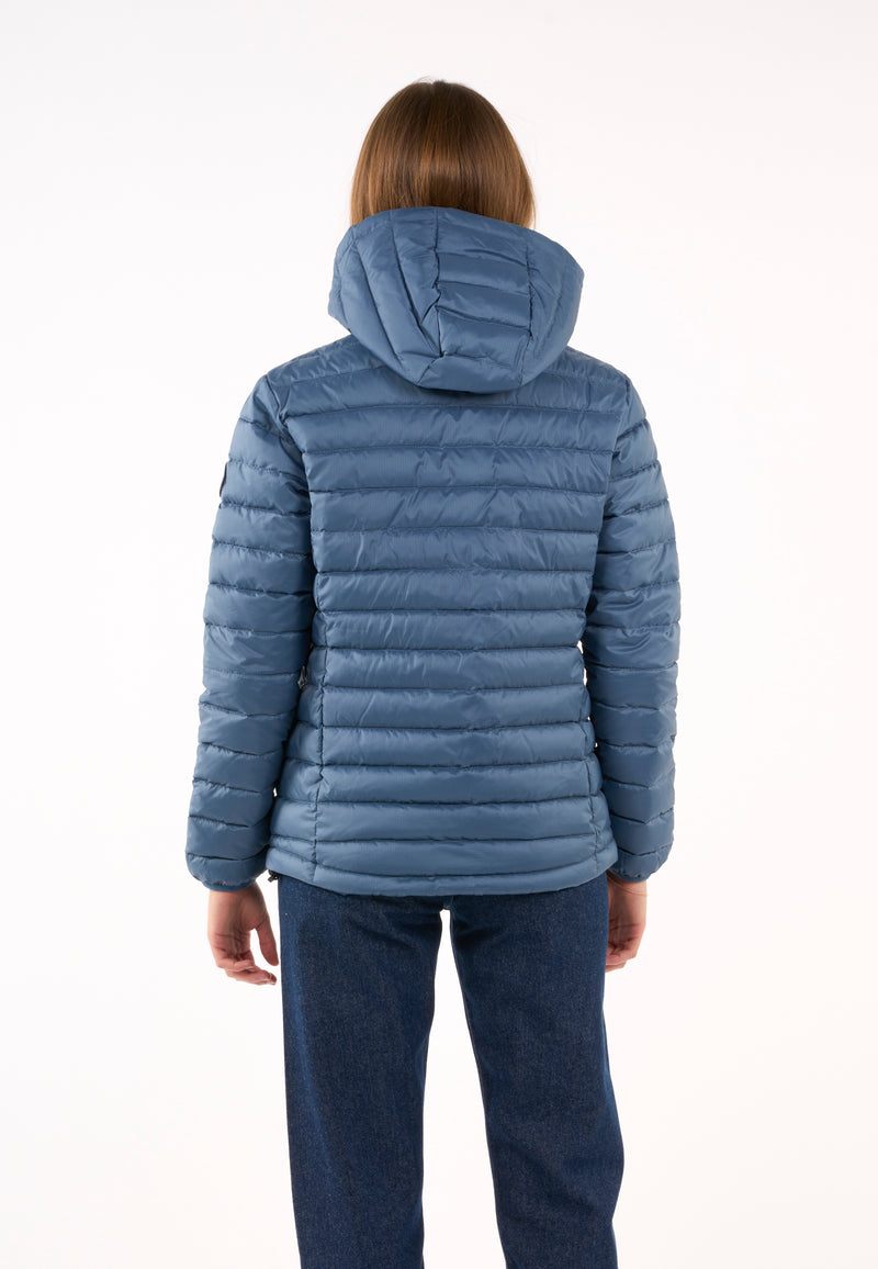 KnowledgeCotton Apparel - WMN REPREVE ™ stripe quilted Jacket THERMO ACTIVE™ Jackets 1361 China Blue