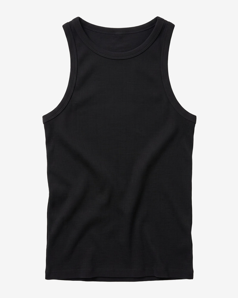 KnowledgeCotton Apparel - WMN Racer rib top T-shirts 1300 Black Jet