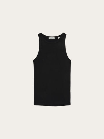 KnowledgeCotton Apparel - WMN Racer rib top T-shirts 1300 Black Jet