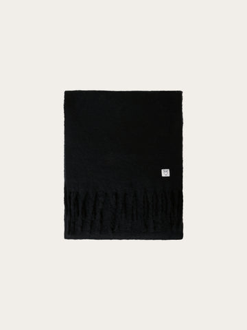 KnowledgeCotton Apparel - UNI Recycled fringe scarf Scarfs 1300 Black Jet