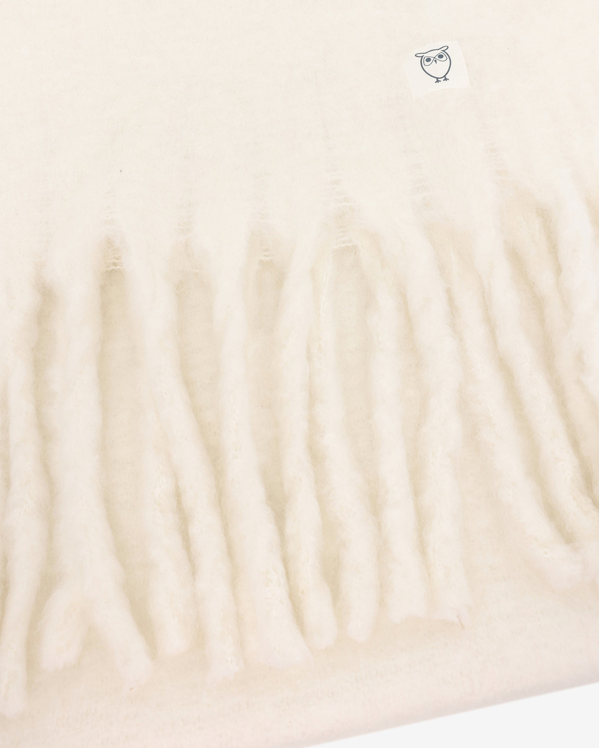 KnowledgeCotton Apparel - UNI Recycled fringe scarf Scarfs 1387 Egret