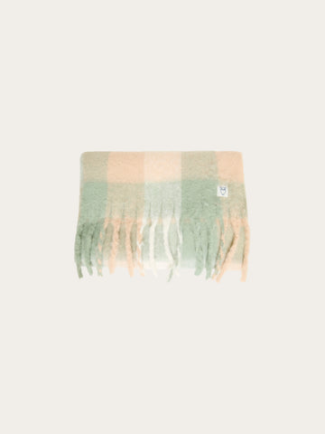 KnowledgeCotton Apparel - UNI Recycled fringe scarf Scarfs 7010 Light green Check