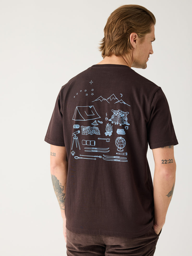 KnowledgeCotton Apparel - MEN Regenerative Organic Cotton Back Print T-Shirt GOTS T-shirts 1487 Chocolate Torte