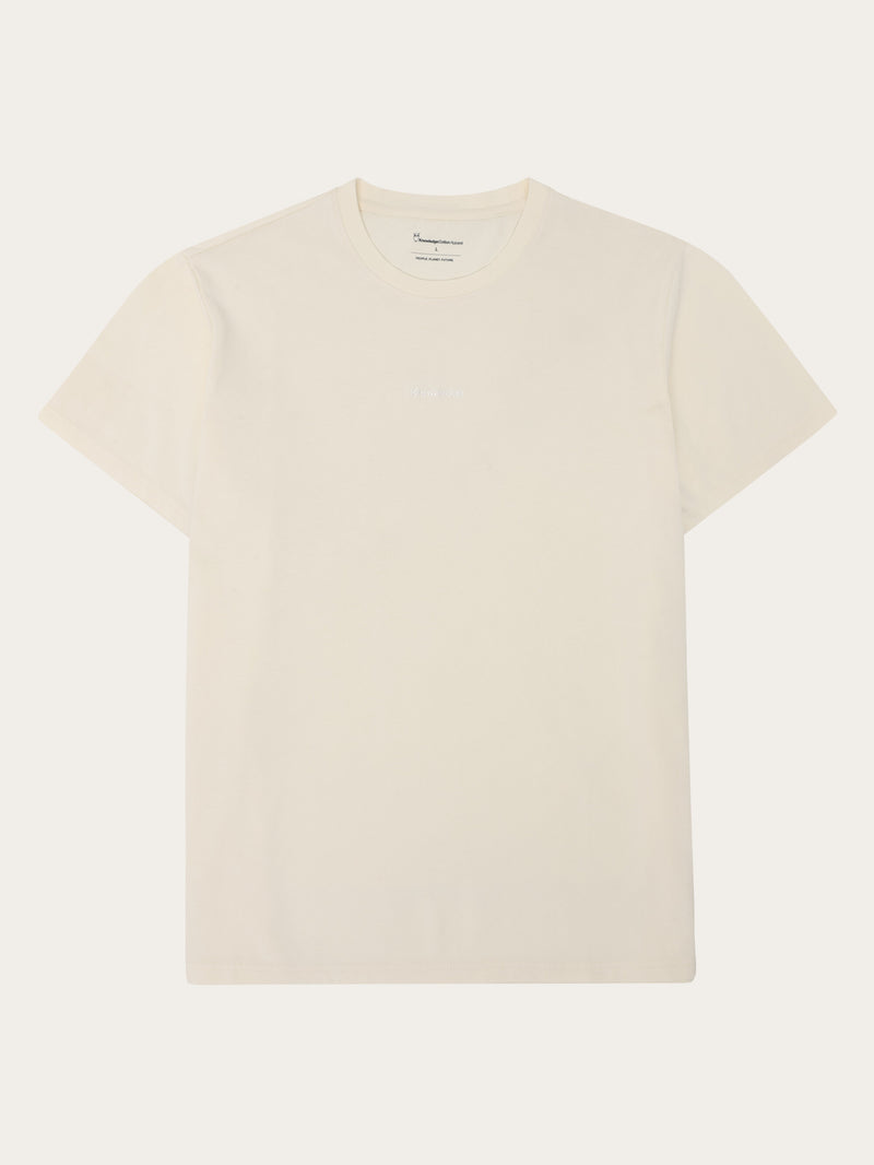 KnowledgeCotton Apparel - MEN Regenerative Organic Cotton Chest Embroidery T-Shirt - GOTS/Vegan T-shirts 1387 Egret