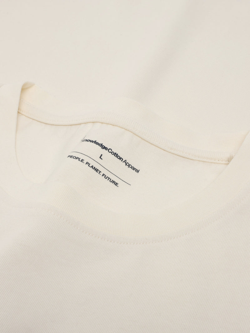 KnowledgeCotton Apparel - MEN Regenerative Organic Cotton Chest Embroidery T-Shirt - GOTS/Vegan T-shirts 1387 Egret