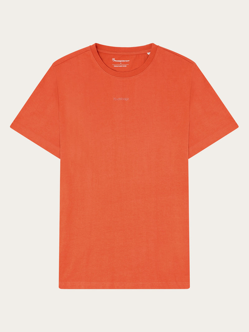 KnowledgeCotton Apparel - MEN Regenerative Organic Cotton Chest Embroidery T-Shirt - GOTS/Vegan T-shirts 1481 Langoustino