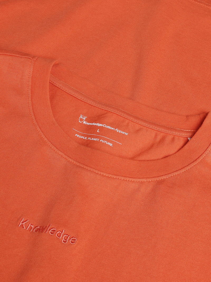 KnowledgeCotton Apparel - MEN Regenerative Organic Cotton Chest Embroidery T-Shirt - GOTS/Vegan T-shirts 1481 Langoustino