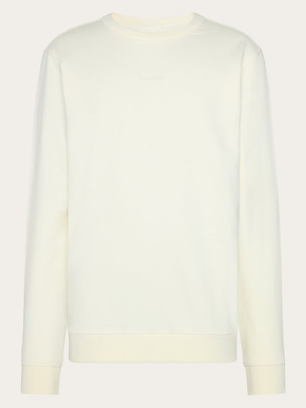 KnowledgeCotton Apparel - MEN Regenerative Organic Cotton Embroidery Crew Neck GOTS/Vegan Sweats 1387 Egret