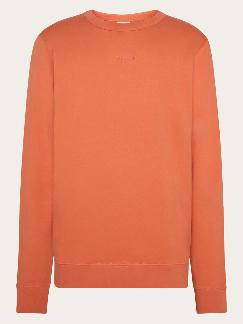 KnowledgeCotton Apparel - MEN Regenerative Organic Cotton Embroidery Crew Neck GOTS/Vegan Sweats 1481 Langoustino