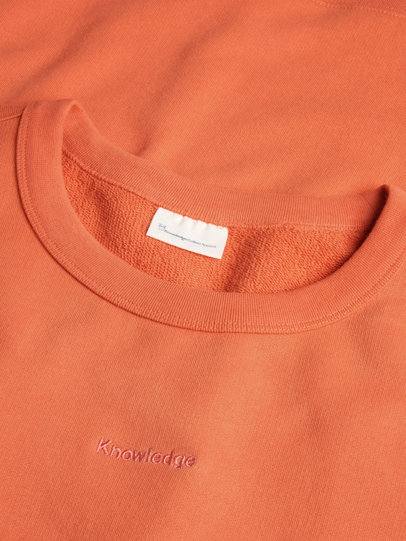 KnowledgeCotton Apparel - MEN Regenerative Organic Cotton Embroidery Crew Neck GOTS/Vegan Sweats 1481 Langoustino