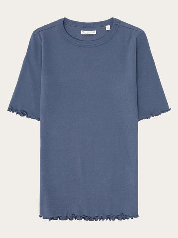 KnowledgeCotton Apparel - WMN Regenerative Organic Cotton Rib T-Shirt GOTS/Vegan T-shirts 1226 Vintage Indigo