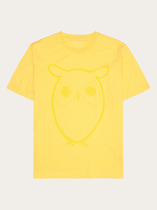 KnowledgeCotton Apparel - MEN Regular big owl front print t-shirt - GOTS T-shirts 1482 Yarrow