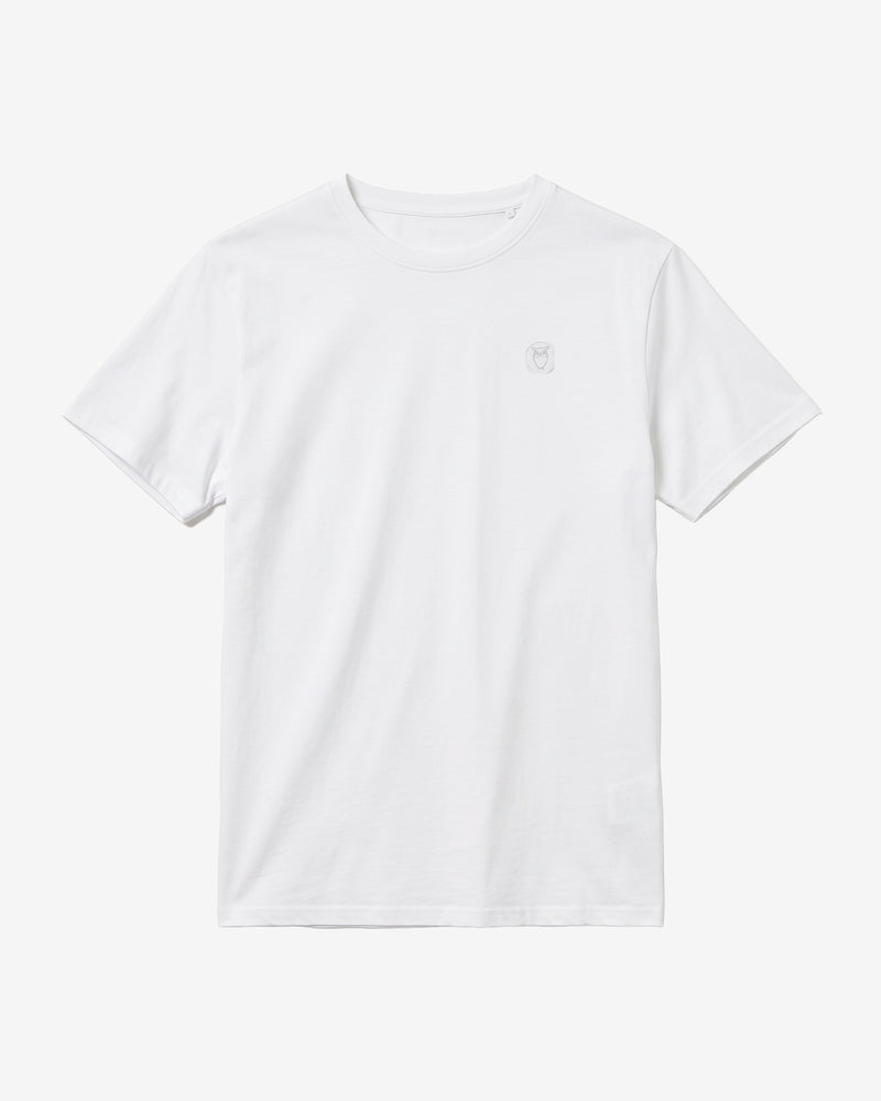 KnowledgeCotton Apparel - MEN Regular fit Badge t-shirt T-shirts 1010 Bright White