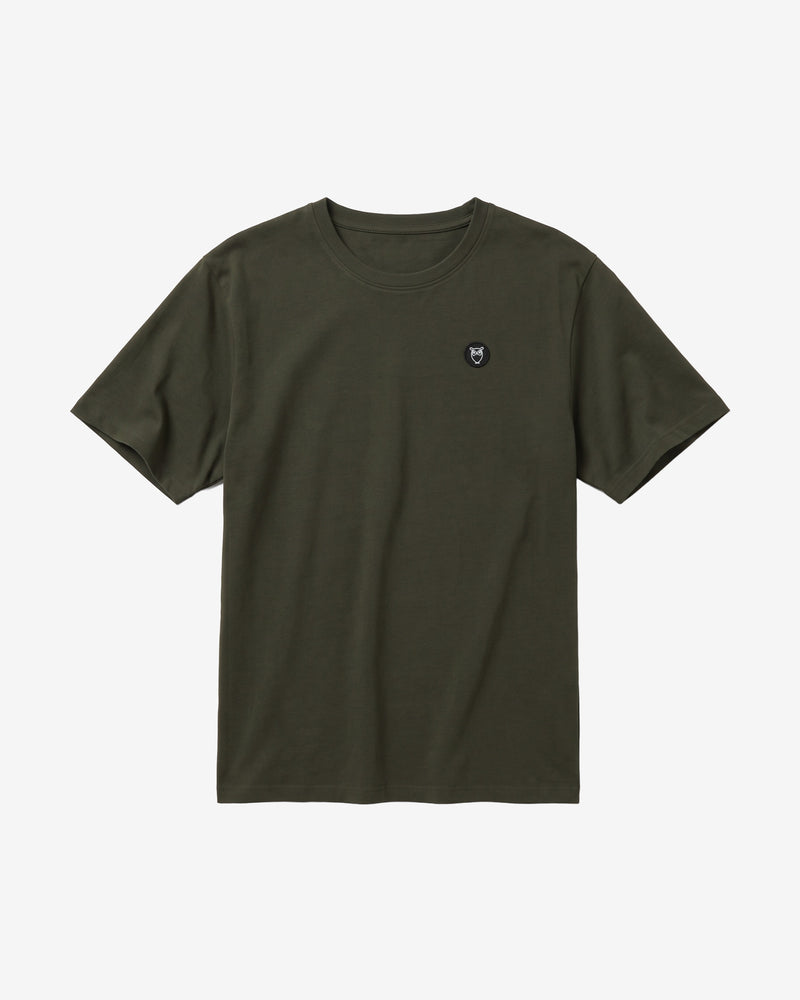 KnowledgeCotton Apparel - MEN Regular fit Badge t-shirt T-shirts 1090 Forest Night