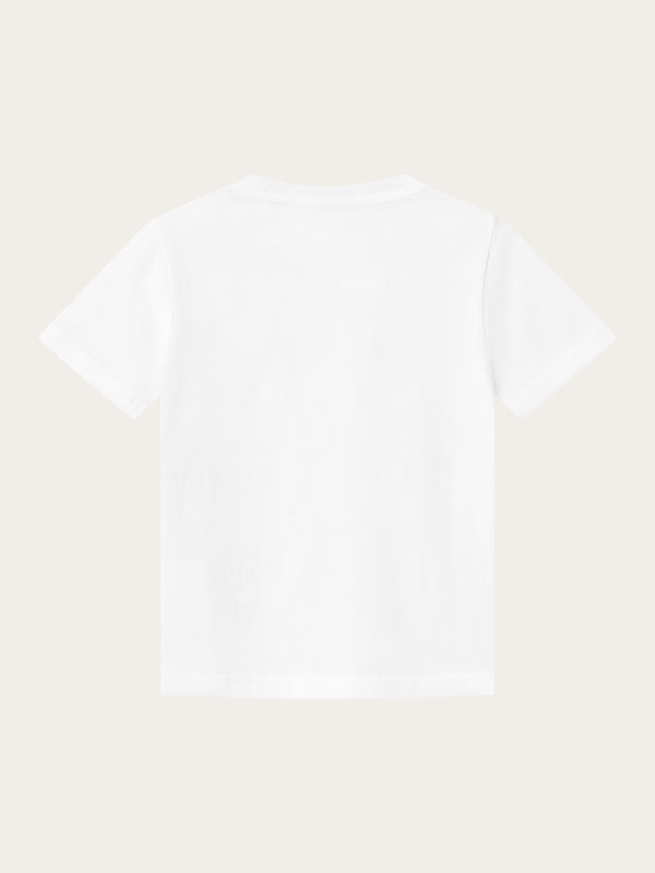 KnowledgeCotton Apparel - YOUNG Regular fit badge t-shirt T-shirts 1010 Bright White