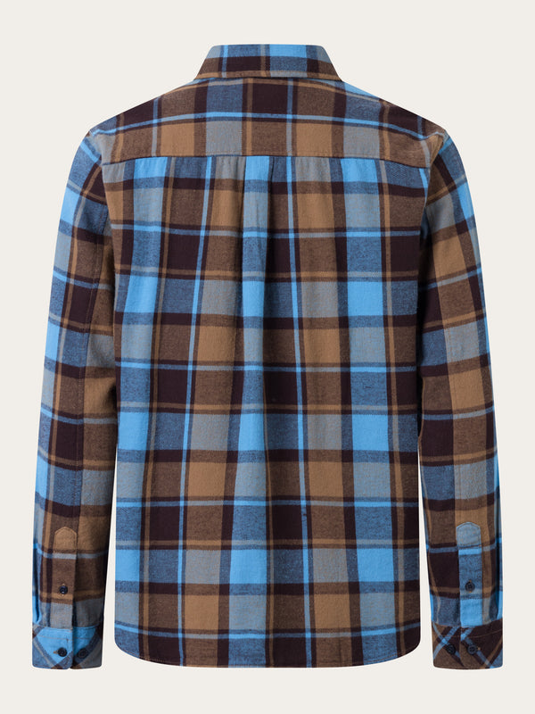 KnowledgeCotton Apparel - MEN Regular fit checkered shirt Shirts 7026 Brown check