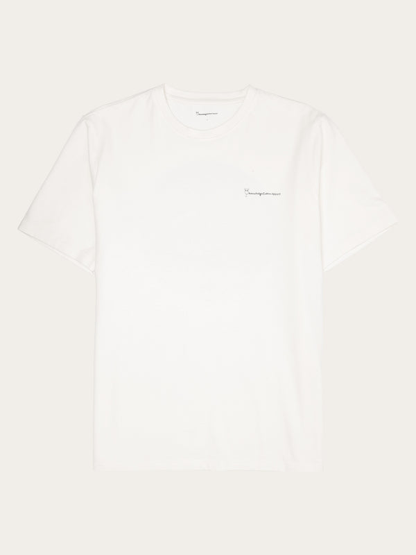 KnowledgeCotton Apparel - MEN Regular fit chill camp back print t-shirt - Regenerative Organic Certified® - GOTS/Vegan T-shirts 1387 Egret