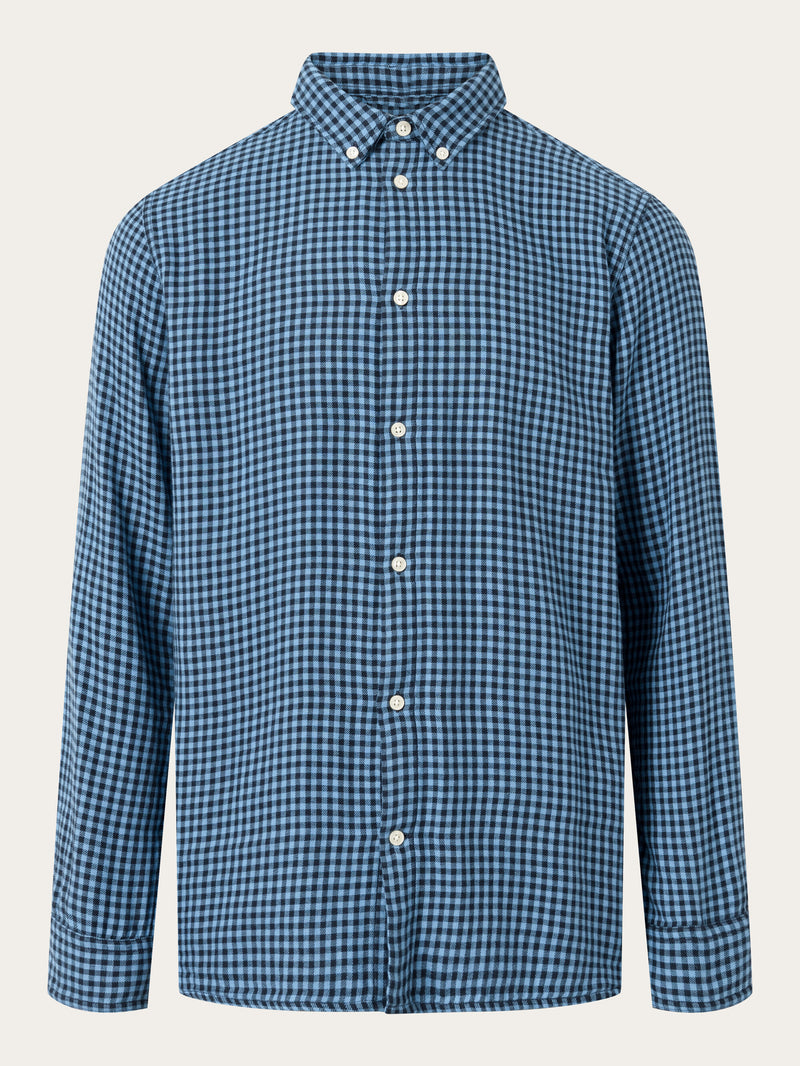 KnowledgeCotton Apparel - MEN Regular fit double layer checkered shirt Shirts 7021 blue check