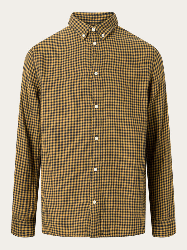KnowledgeCotton Apparel - MEN Regular fit double layer checkered shirt Shirts 7024 Yellow check