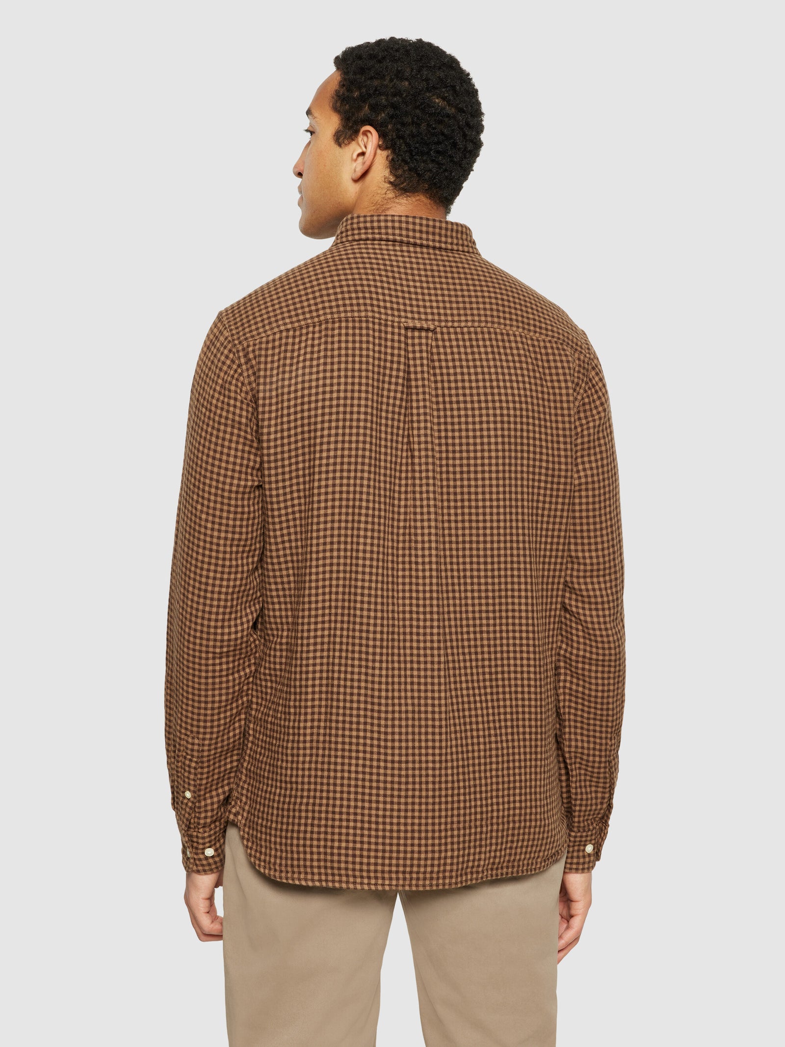 Regular fit double layer checkered shirt - Brown check