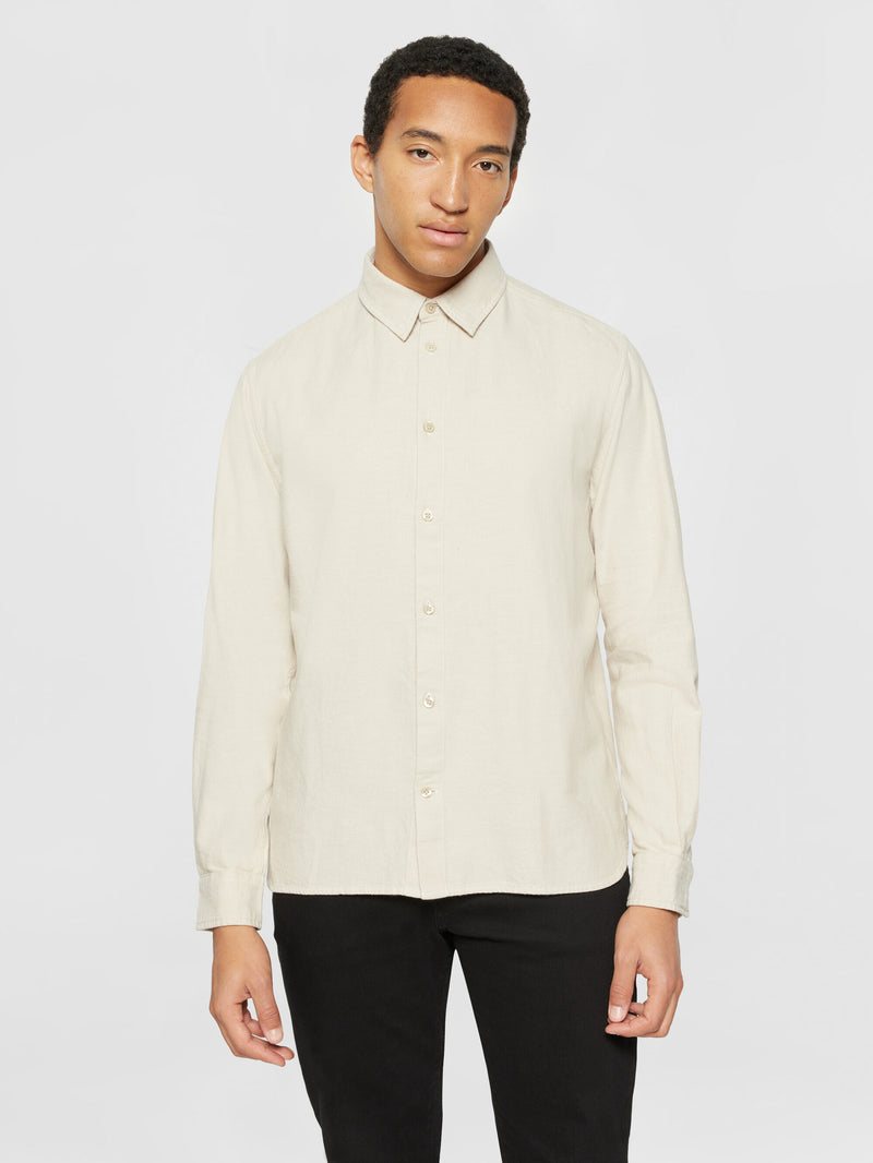 KnowledgeCotton Apparel - MEN Organic Cotton Flannel Shirt GOTS Shirts 1228 Light feather gray