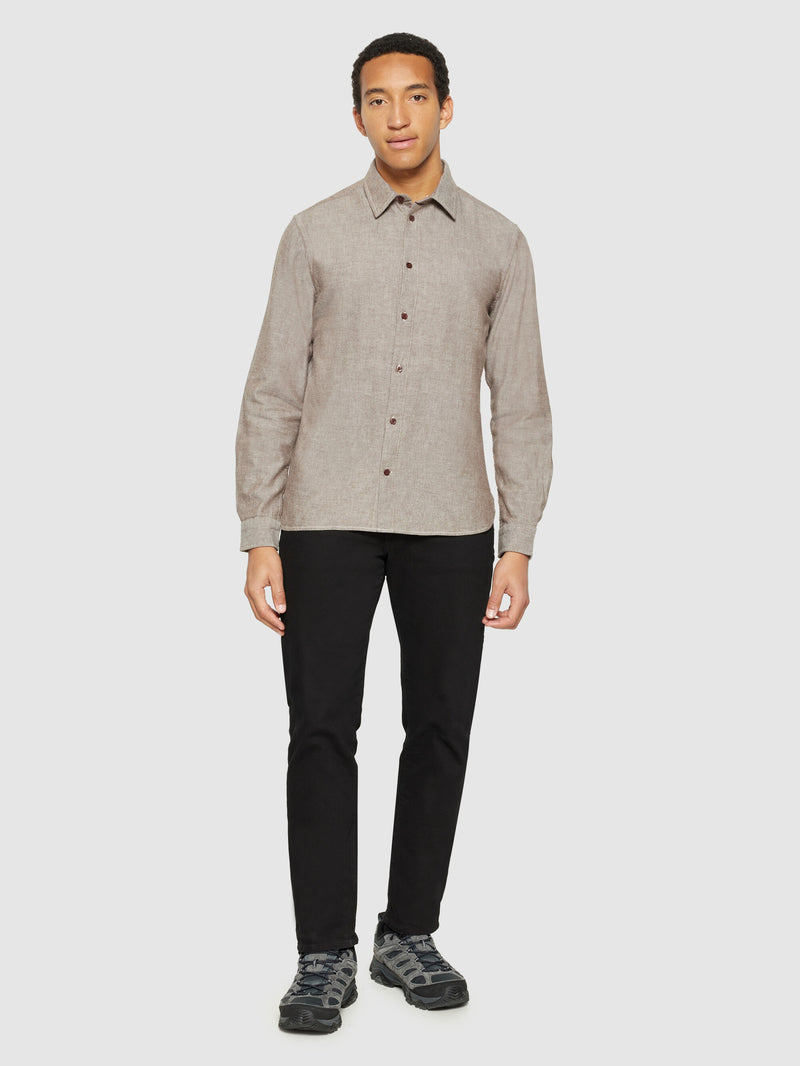 KnowledgeCotton Apparel - MEN Organic Cotton Flannel Shirt GOTS Shirts 1243 Demitasse (brown)