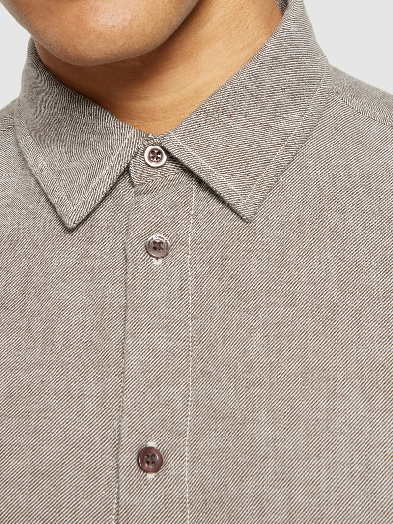 KnowledgeCotton Apparel - MEN Organic Cotton Flannel Shirt GOTS Shirts 1243 Demitasse (brown)