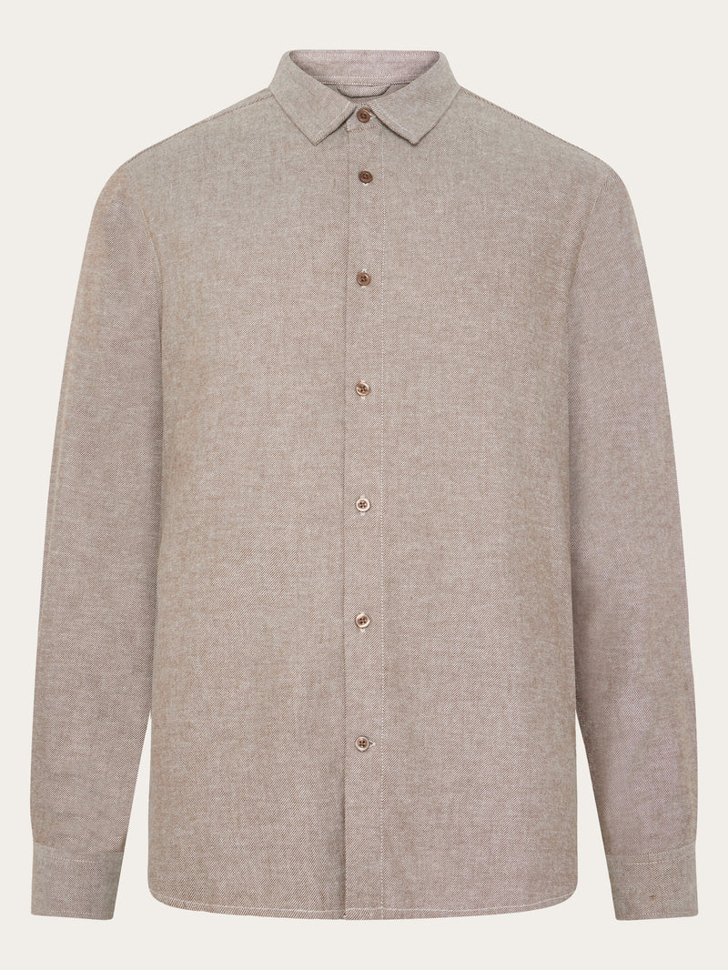 KnowledgeCotton Apparel - MEN Organic Cotton Flannel Shirt GOTS Shirts 1243 Demitasse (brown)