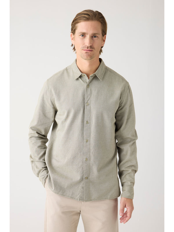 KnowledgeCotton Apparel - MEN Regular fit light twill shirt - GOTS/Vegan Shirts 1068 Burned Olive