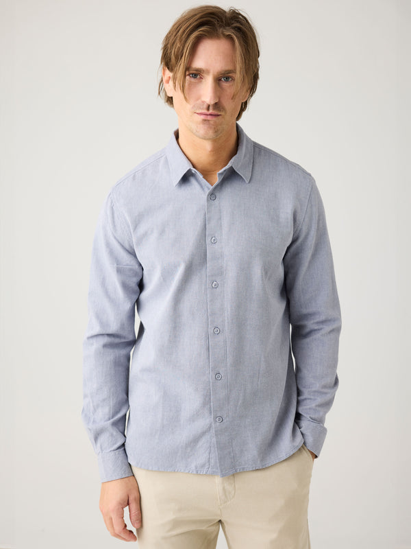 KnowledgeCotton Apparel - MEN Regular fit light twill shirt - GOTS/Vegan Shirts 1226 Vintage Indigo