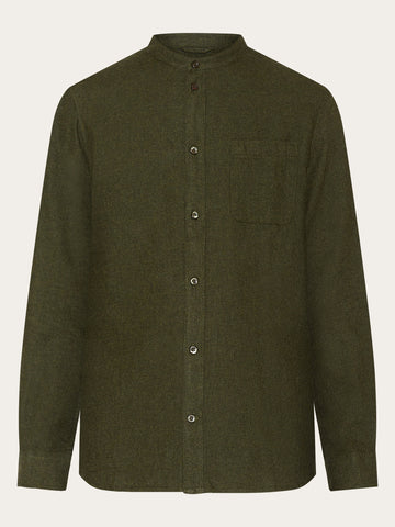 KnowledgeCotton Apparel - MEN Regular fit melangé flannel stand collar shirt Shirts 1090 Forrest Night