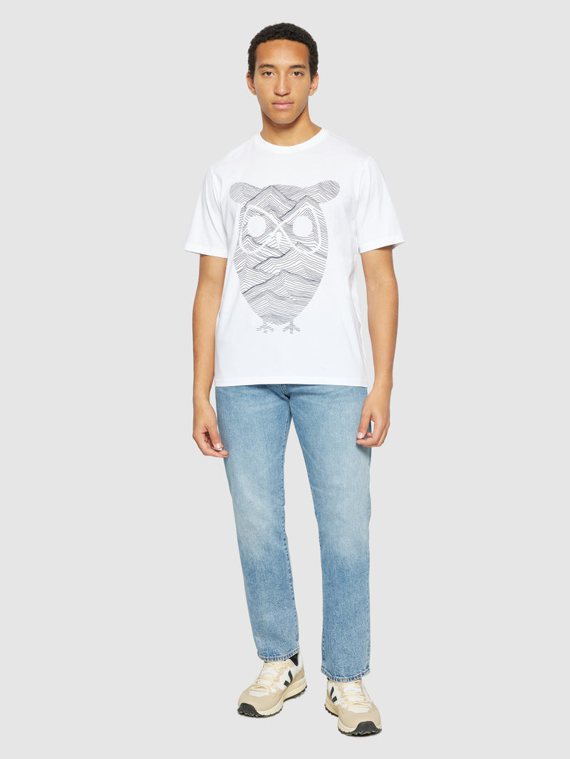 KnowledgeCotton Apparel - MEN Regular fit mountain t-shirt - Regenerative Organic Certified® - GOTS/Vegan T-shirts 1010 Bright White