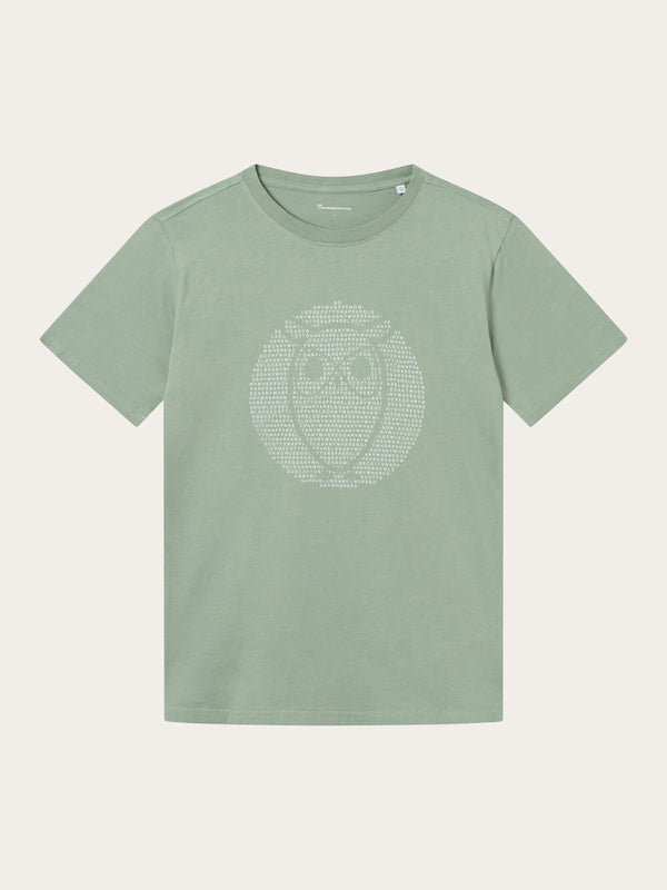 KnowledgeCotton Apparel - MEN Regular fit owl chest print T-shirts 1396 Lily Pad