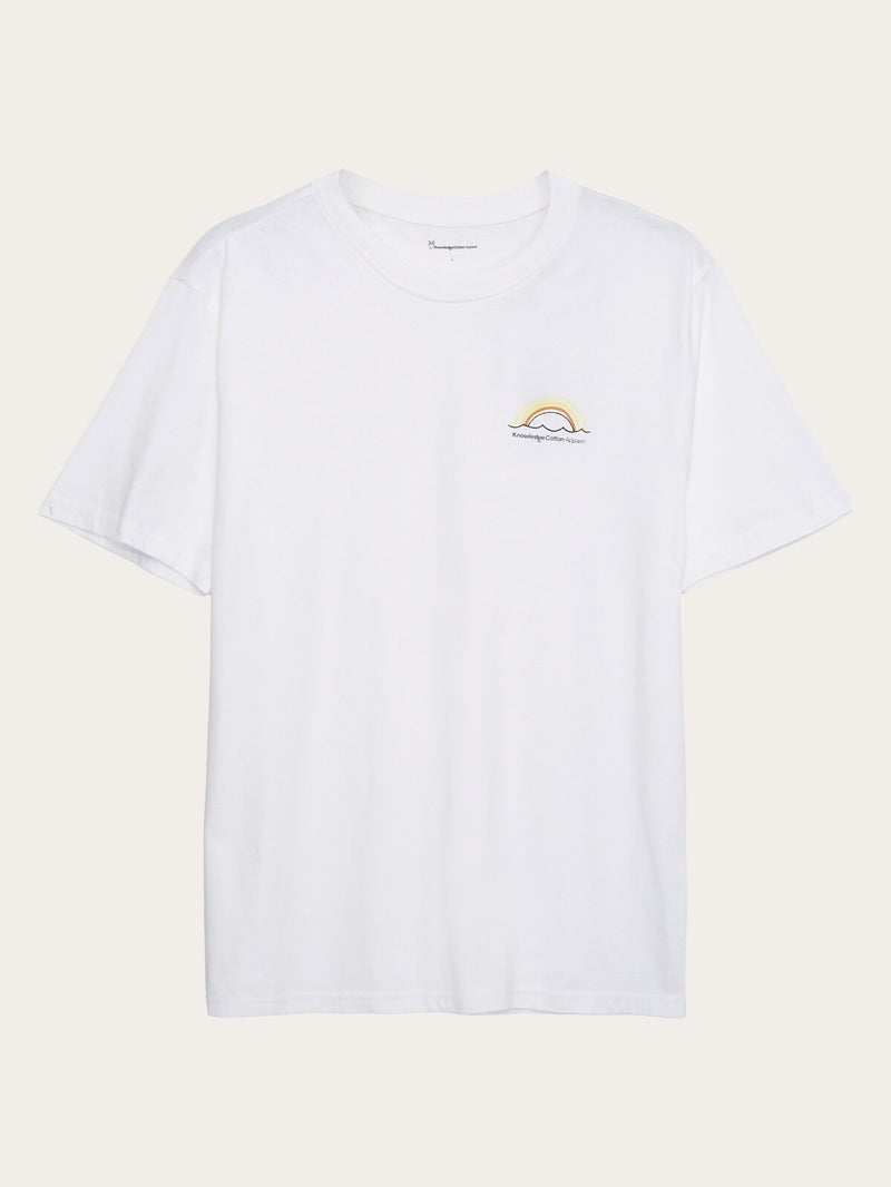 KnowledgeCotton Apparel - MEN Regular fit single jersey sunset chest t-shirt - GOTS/Vegan T-shirts 1010 Bright White
