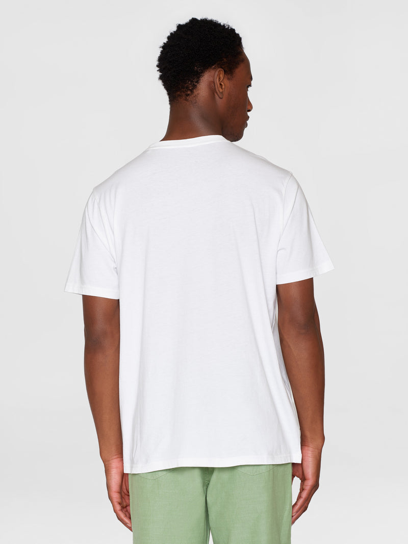 KnowledgeCotton Apparel - MEN Regular fit single jersey wave chest t-shirt - GOTS/Vegan T-shirts 1010 Bright White
