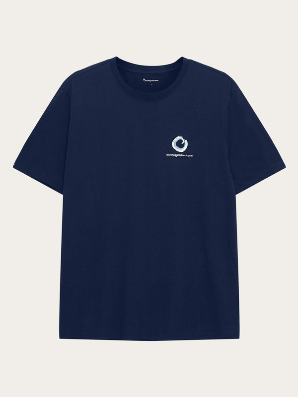 KnowledgeCotton Apparel - MEN Regular fit single jersey wave chest t-shirt - GOTS/Vegan T-shirts 1412 Night Sky