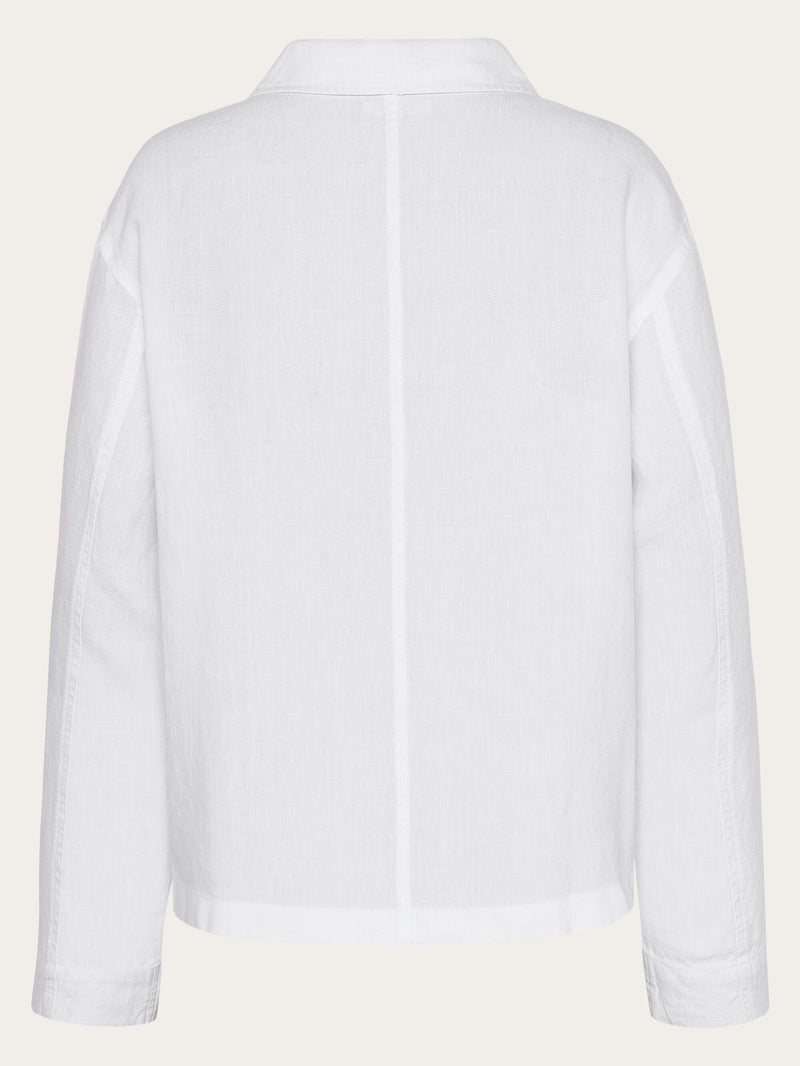 KnowledgeCotton Apparel - WMN Regular linen overshirt - GOTS/Vegan Overshirts 1010 Bright White