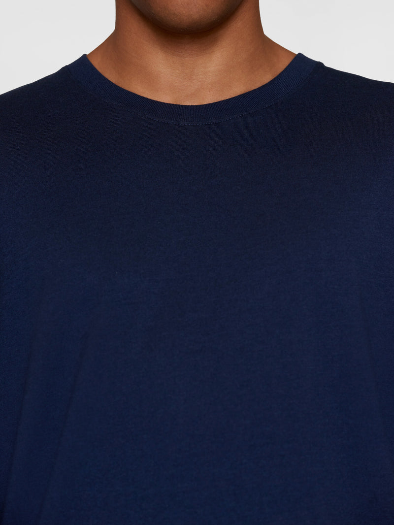 KnowledgeCotton Apparel - MEN Regular long sleeve recycled cotton o-neck tee - OCS/Vegan Long Sleeves 1412 Night Sky